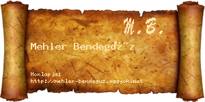 Mehler Bendegúz névjegykártya